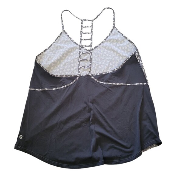 Lululemon Breezy Singlet Ladder Back Tank Top Gray Geometric Size 6 - Picture 2 of 4